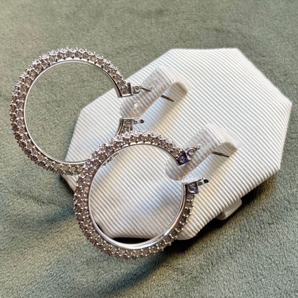 Authentic Swarovski Dextera Round Cut Pavé Hoop Earrings